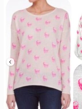 Skull Cashmere Cotton Skull Print Knit Top